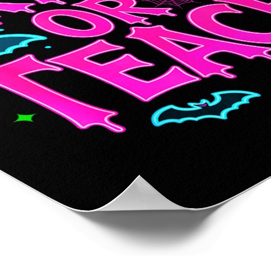 Funny Trick Or Teach Women Teacher Halloween Retro Poster