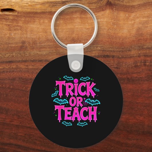 Funny Trick Or Teach Women Teacher Halloween Retro Schlüsselanhänger (Vorderseite)