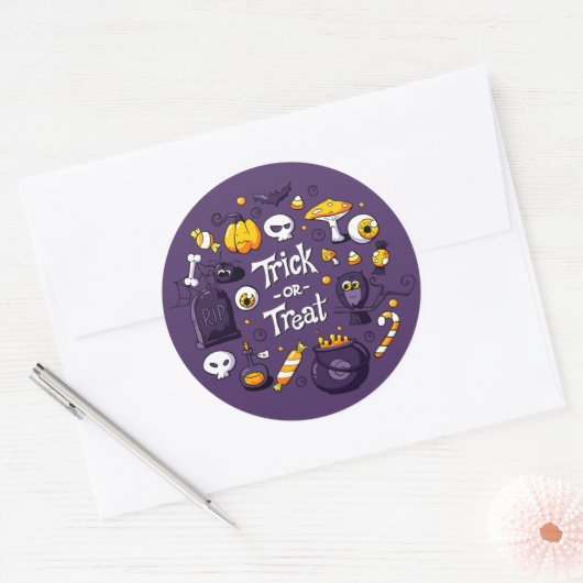 Funny Trick or Treat Kidas Halloween Runder Aufkleber (Umschlag)