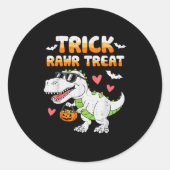 Funny Trick Rawr Leckerei Dinosaur T Rex Halloween Runder Aufkleber (Vorderseite)