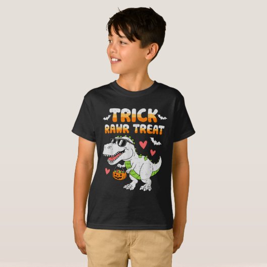 Funny Trick Rawr Leckerei Dinosaur T Rex Halloween T-Shirt (Vorne ganz)