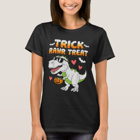 Funny Trick Rawr Leckerei Dinosaur T Rex Halloween T-Shirt (Vorderseite)