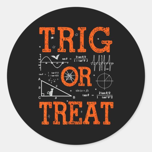 Funny Trig Or Treat Trigonometry Math Teacher Hall Runder Aufkleber (Vorderseite)