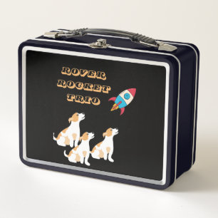 Funny Trio Doggy Rocket Space Mission Metall Brotdose