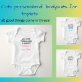 Funny Triplets Outfit mit Namen, Custom Unisex Baby Strampler