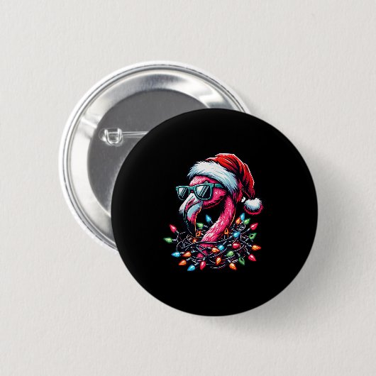 Funny Trocal Nk Flamingo Weihnachten im Juli Hawai Button (Vorne & Hinten)