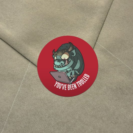 Funny Troll Sie wurden getupft Laptop-Cartoon Runder Aufkleber