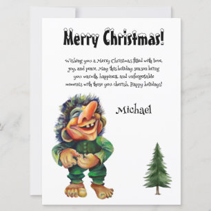 Funny Troll Weihnachtskarte mit Individuelle Name Feiertagskarte