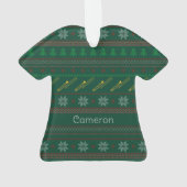 Funny Trombone Christmas Sweater Pattern Custom Ornament (Rückseite)