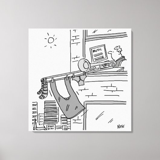 Funny Trombone Player Musiker Leinwanddruck (Vorderseite)