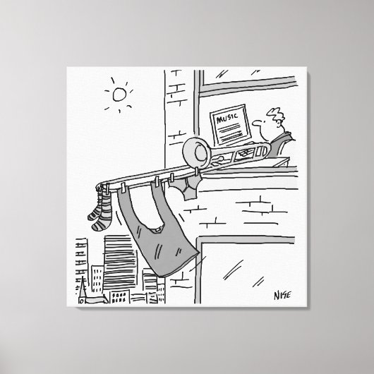 Funny Trombone Player Musiker Leinwanddruck (Vorderseite)