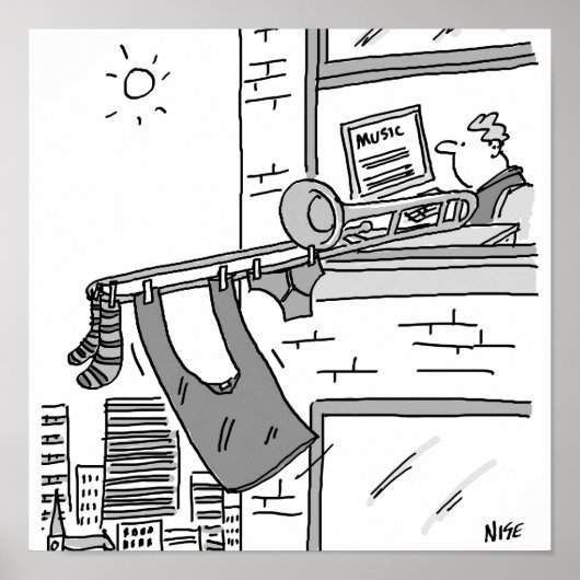 Funny Trombone Player Musiker Poster (Vorne)