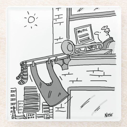 Funny Trombone Player. Trombonist Glasuntersetzer (Vorderseite)