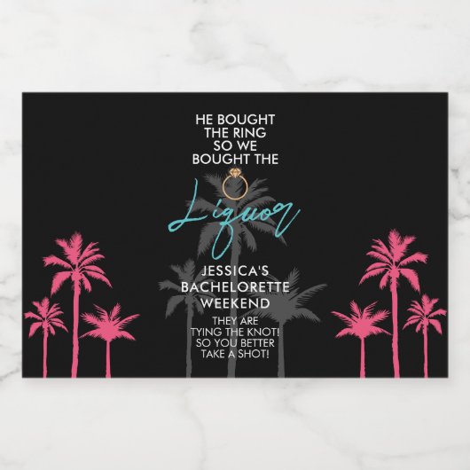 Funny Tropical Bachelorette Alkoholflaschenetikett (Einzelnes Label)