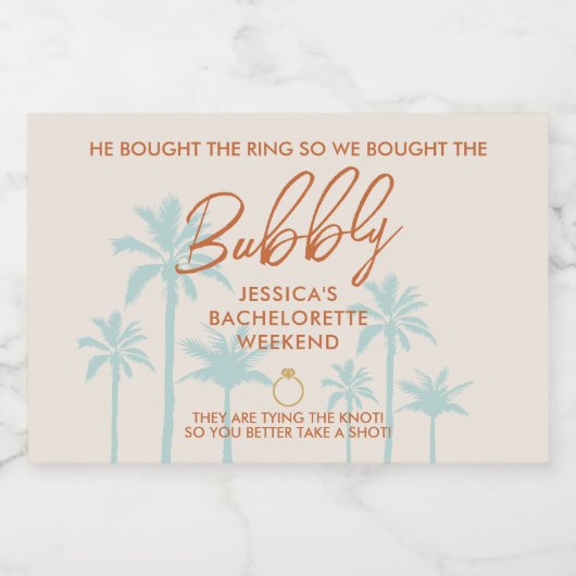 Funny Tropical Bachelorette Weekend Mini Schaumweinetikett (Einzelnes Label)