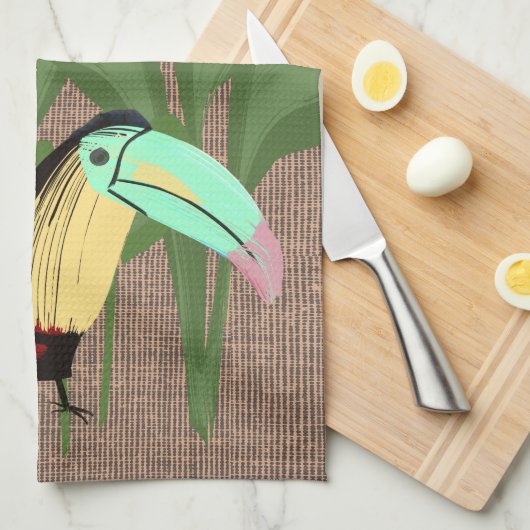 Funny Tropical Bird Banana Foliage Geschirrtuch (Viertel Falte)