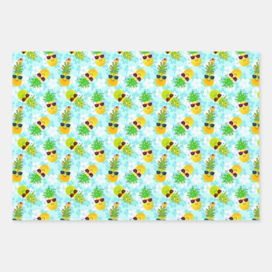 Funny Tropical Christmas Pineapples Geschenkpapier Set (Vorderseite)