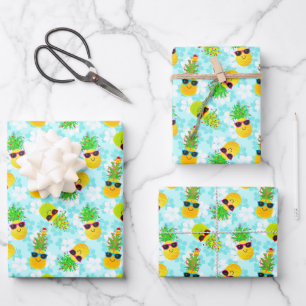 Funny Tropical Christmas Pineapples Geschenkpapier Set