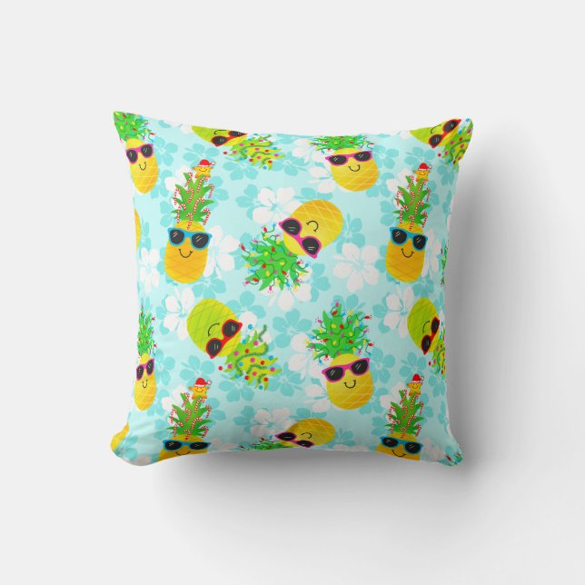 Funny Tropical Christmas Pineapples Kissen (Vorderseite)