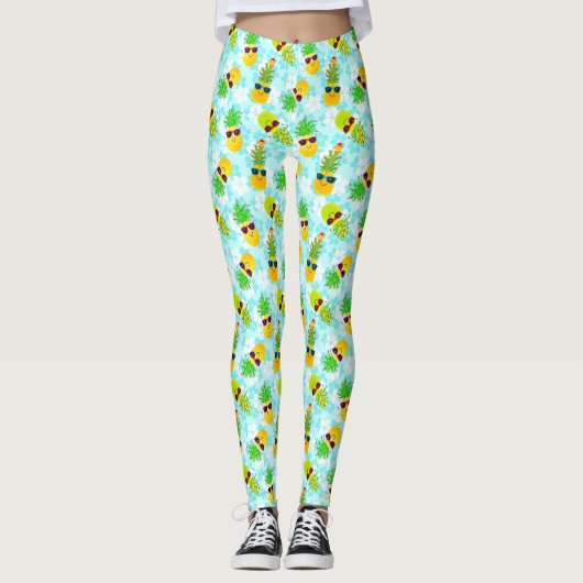 Funny Tropical Christmas Pineapples Leggings (Vorderseite)