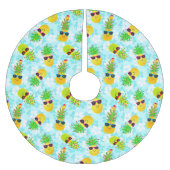 Funny Tropical Christmas Pineapples Polyester Weihnachtsbaumdecke (Vorderseite)