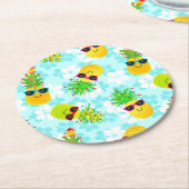 Funny Tropical Christmas Pineapples Runder Pappuntersetzer (Angewinkelt)