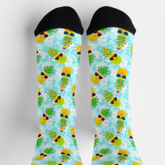 Funny Tropical Christmas Pineapples Socken (Oben)