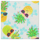 Funny Tropical Christmas Pineapples Stoff (Nahaufnahme)