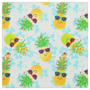 Funny Tropical Christmas Pineapples Stoff