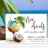 Funny Tropical Coconut Cocktail Foto Hochzeit Save The Date