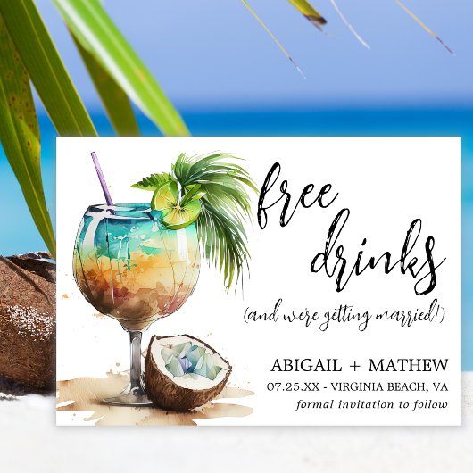 Funny Tropical Coconut Cocktail Foto Hochzeit Save The Date