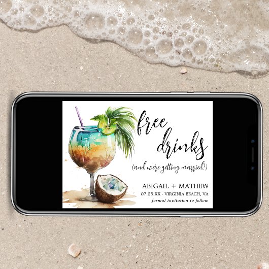 Funny Tropical Coconut Cocktail Foto Hochzeit Save The Date
