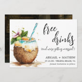 Funny Tropical Coconut Cocktail Foto Hochzeit Save The Date (Vorne/Hinten)