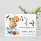 Funny Tropical Drink Cocktail Trend Foto Hochzeit Save The Date (Stehend Vorderseite)