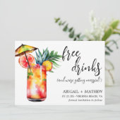 Funny Tropical Drink Cocktail Trend Foto Hochzeit Save The Date (Stehend Vorderseite)