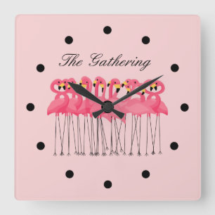Funny Tropical Flamingo Kitchenuhren Quadratische Wanduhr