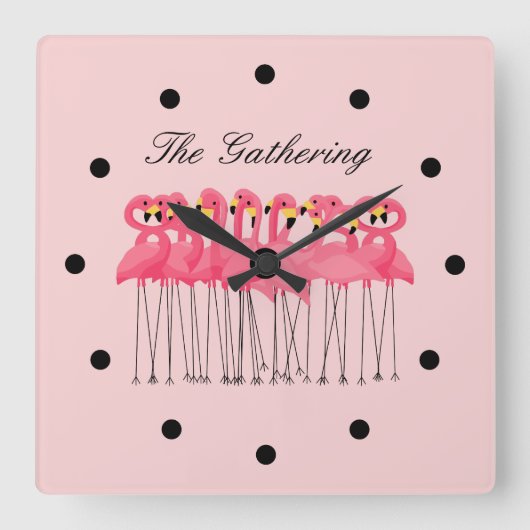 Funny Tropical Flamingo Kitchenuhren Quadratische Wanduhr (Vorderseite)