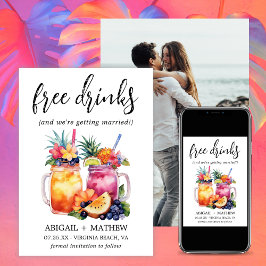 Funny Tropical Fruit Cocktails Drink Foto Hochzeit Save The Date