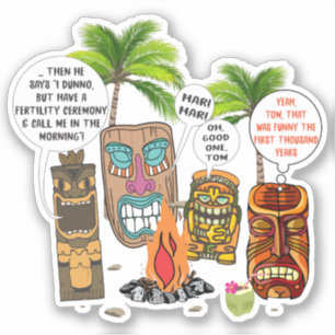 Funny Tropical Hawaiian tiki Kopf Lagerfeuerwitz Aufkleber