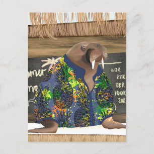 Funny Tropical Hawaiian Walrus Marine Life Postkarte