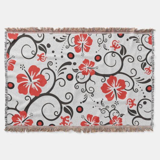Funny Tropical Hibisken Decor Muster Decke (Vorderseite)