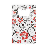Funny Tropical Hibisken Pattern + Ihr Hintergrund Geldbeutel Flaschenöffner (Vorderseite)