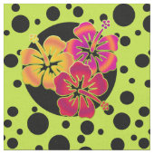 Funny Tropical Hibiskus blüht + Ihr Backgr Stoff (Nahaufnahme)