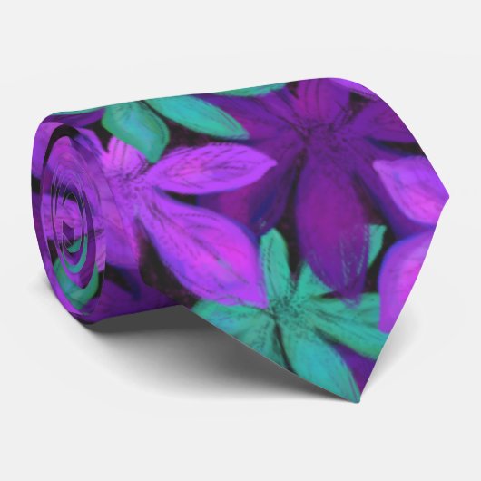 Funny Tropical Lila and Green Beach Party Krawatte (Gerollt)