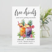 Funny Tropical Pineapa Cocktails Foto Hochzeit Save The Date (Stehend Vorderseite)