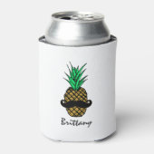 Funny Tropical Pineapse with Mustache Monogram Dosenkühler (Kanne Vorderseite)