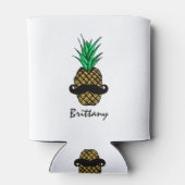 Funny Tropical Pineapse with Mustache Monogram Dosenkühler (Rückseite)