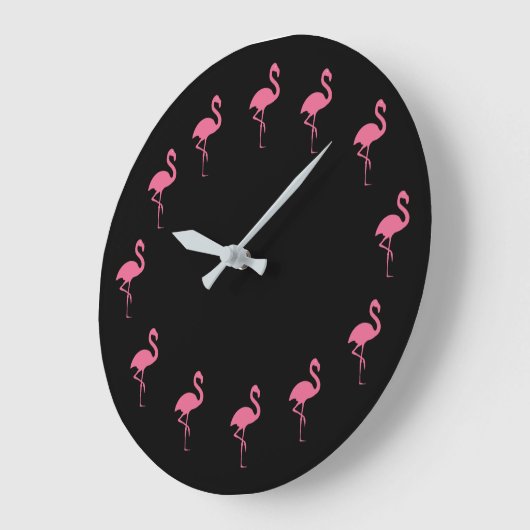 Funny Tropical Pink Flamingos Große Wanduhr (Winkel)