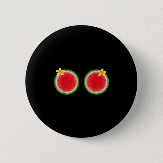 Funny Tropical Watermelon Slice Sommerferien Button (Vorderseite)