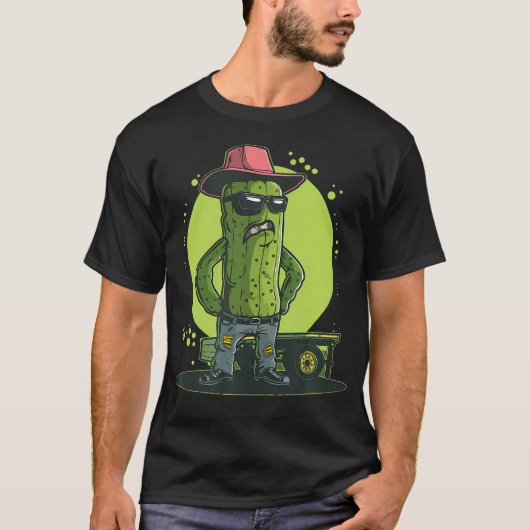 Funny Trucker Pickle With Cowboy Hat Costume T-Shirt (Vorderseite)